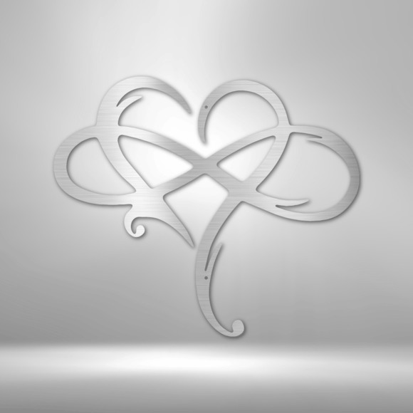 Infinity and Heart Steel Sign Laser Cut Powder Coated Home & Office Metal Wall D